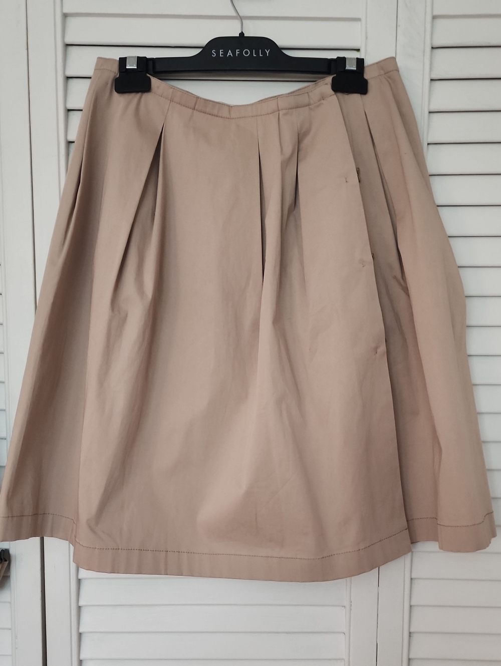 Miu Miu Beige A-Line Pleated Midi Skirt
